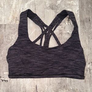 Lululemon Athletica Black/Grey Striped Sports Bra